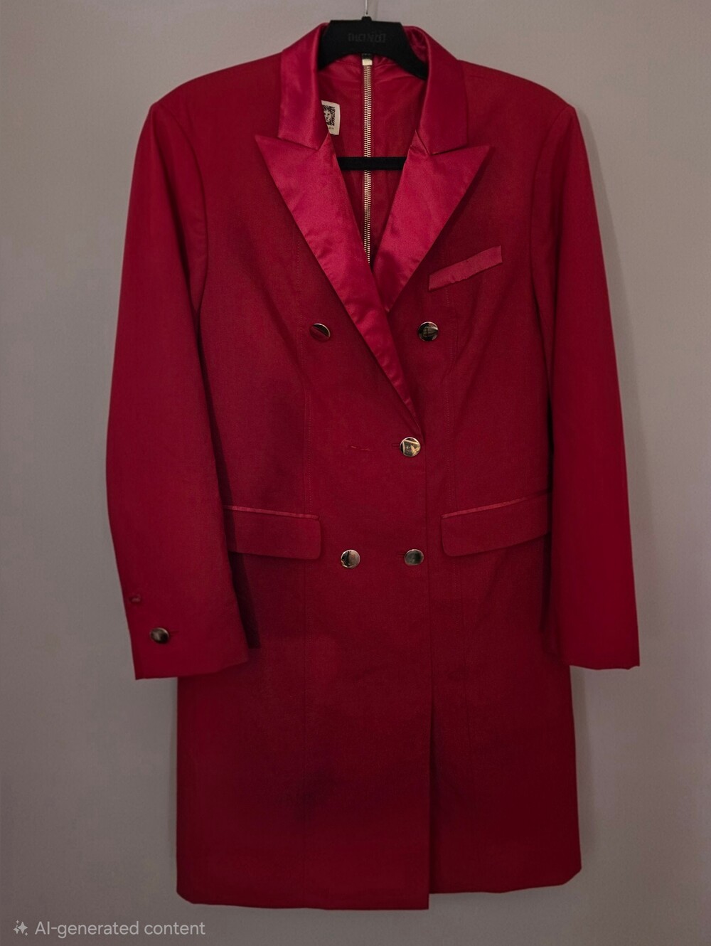 Anne Klein Satin-Trim Double-Breasted Red Wine Dress - NWOT